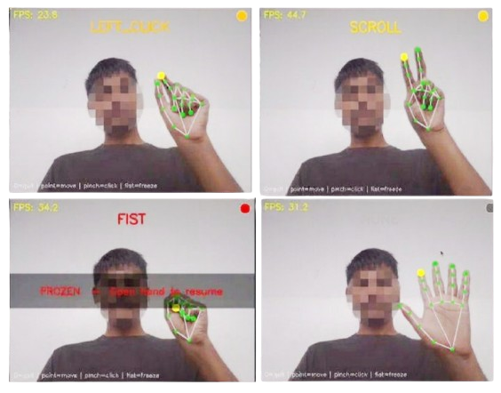 Finger Gesture Cursor Control: Real-time hand tracking and gesture-based cursor control.