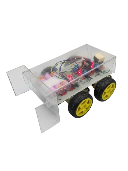 Robo Soccer Robot: Four-wheel differential-drive robot with browser-based wireless control.